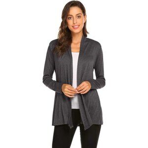 Womens Casual Lightweight Long Sleeve Cardigan Soft Drape Open Front Fall